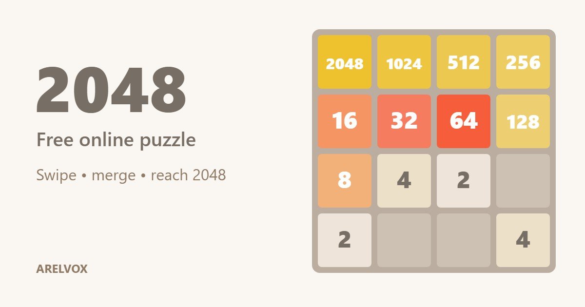 2048 game free online with merged number tiles