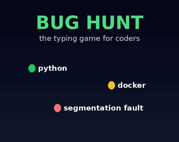 Bug Hunt typing game screen