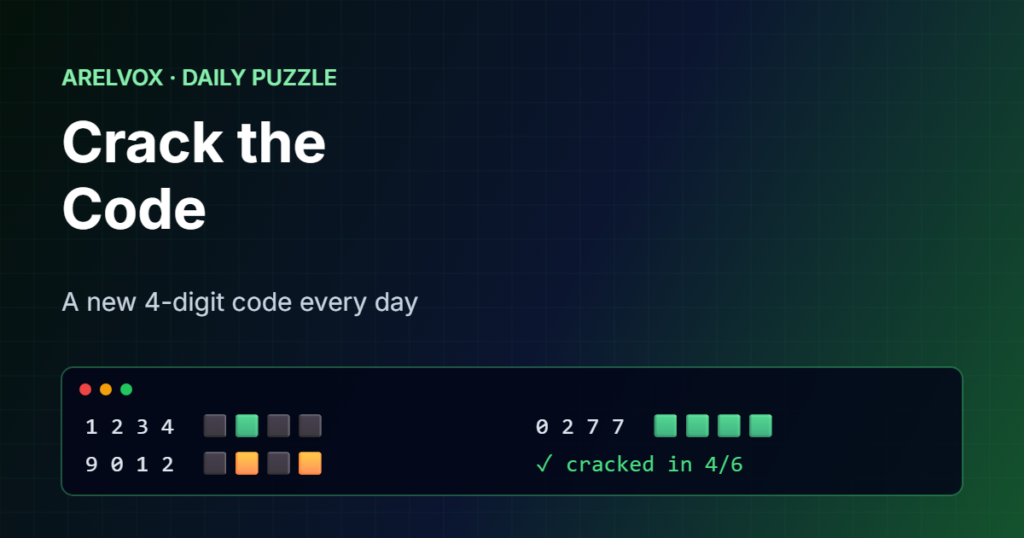 Crack the Code daily number puzzle with green and yellow clue squares