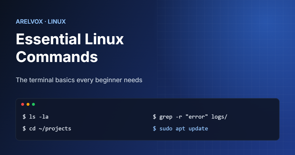 Essential Linux commands in a terminal
