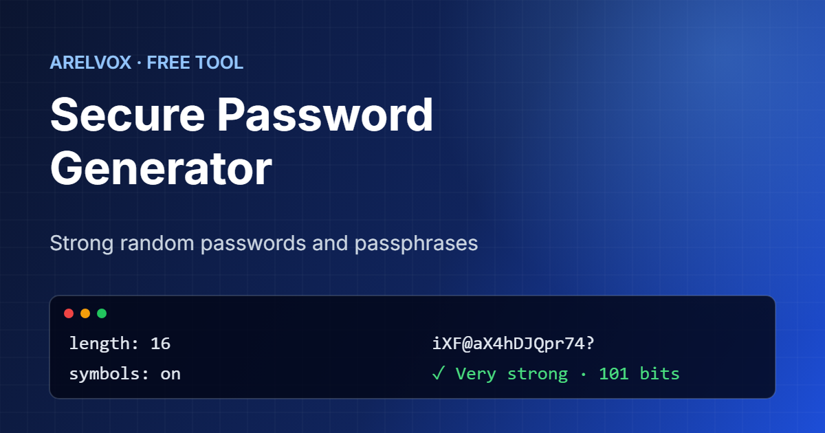Secure password generator creating a very strong 16 character password